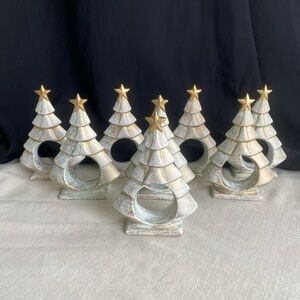 Vintage Ceramic Christmas Tree Napkin Holders Decor Holiday Decoration -Set of 8